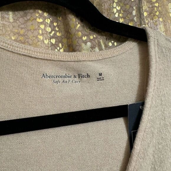 Abercrombie & Fitch Soft Cozy Tie Front Cream Long Sleeve Bodysuit M NWT - Picture 3 of 9